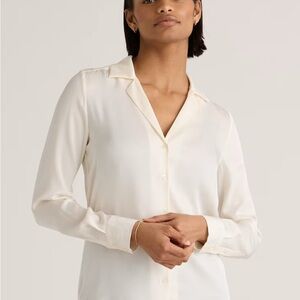 Quince Washable Stretch Silk Notch Collar Blouse